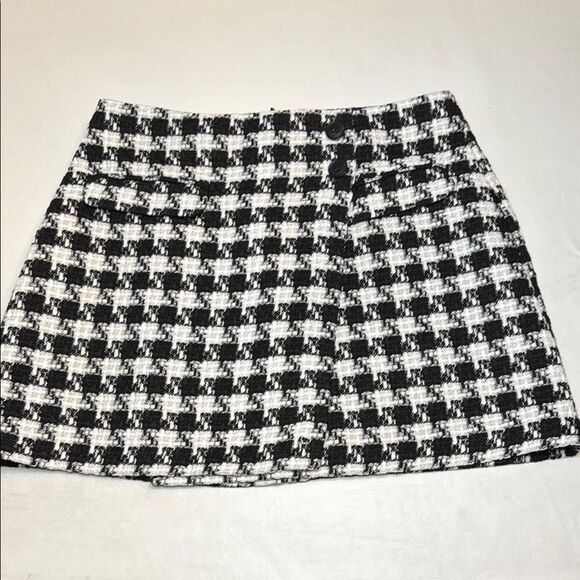 Topshop Houndstooth Faux Wrap Skirt, Size 10 - Picture 1 of 6